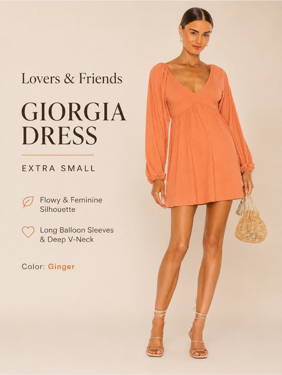 Lovers + Friends Dresses & Skirts - Lovers + Friends Giorgia Dress Ginger XS Orange Long Sleeve Mini Dress